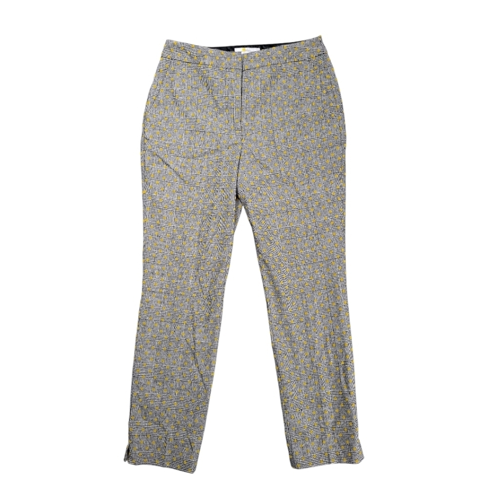 Boden Womens Plaid Yellow Polka Dot Pants Size US 2 Wool Blend Trousers